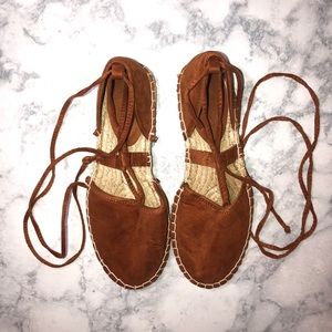 Espadrille tie up flats
